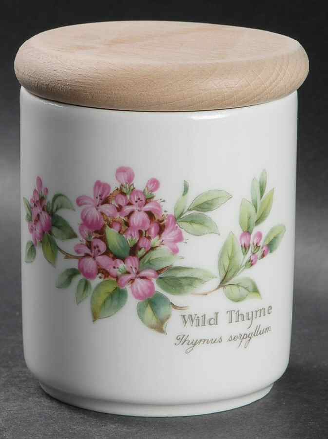 Worcester Herbs (Green Trim) Herb Jar & Lid by Royal Worcester-1