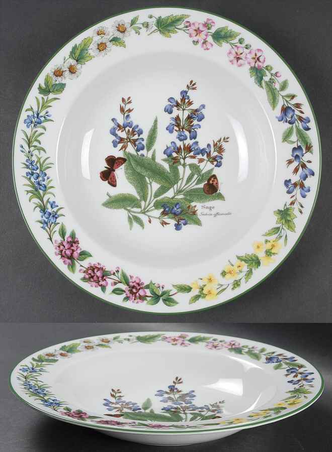 Worcester Herbs (Green Trim) 10" Individual Pasta Bowl by Royal Worcester-1