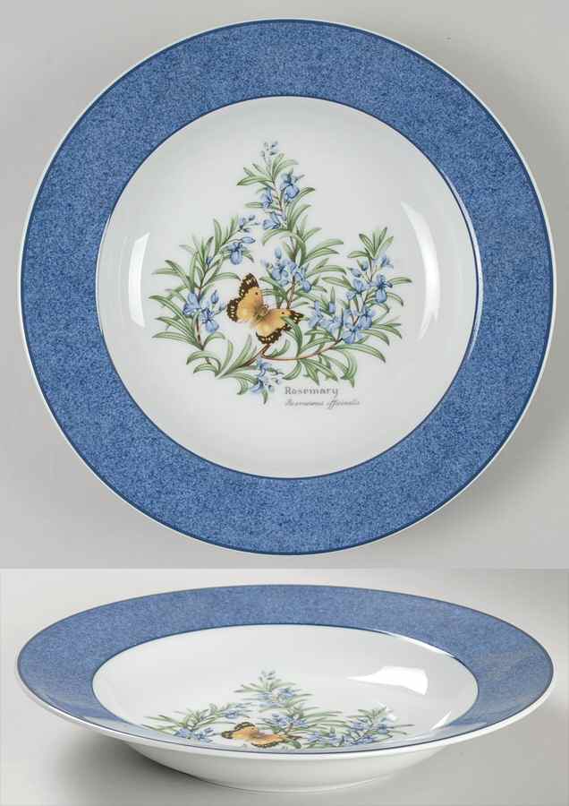 Worcester Herbs (Green Trim) Large Rim Accent Soup Bowl by Royal Worcester-1
