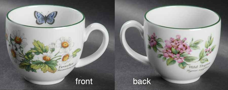 Worcester Herbs (Green Trim) Flat Cup by Royal Worcester-1