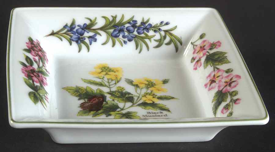 Worcester Herbs (Green Trim) 6" Square Sweet Meat by Royal Worcester-1
