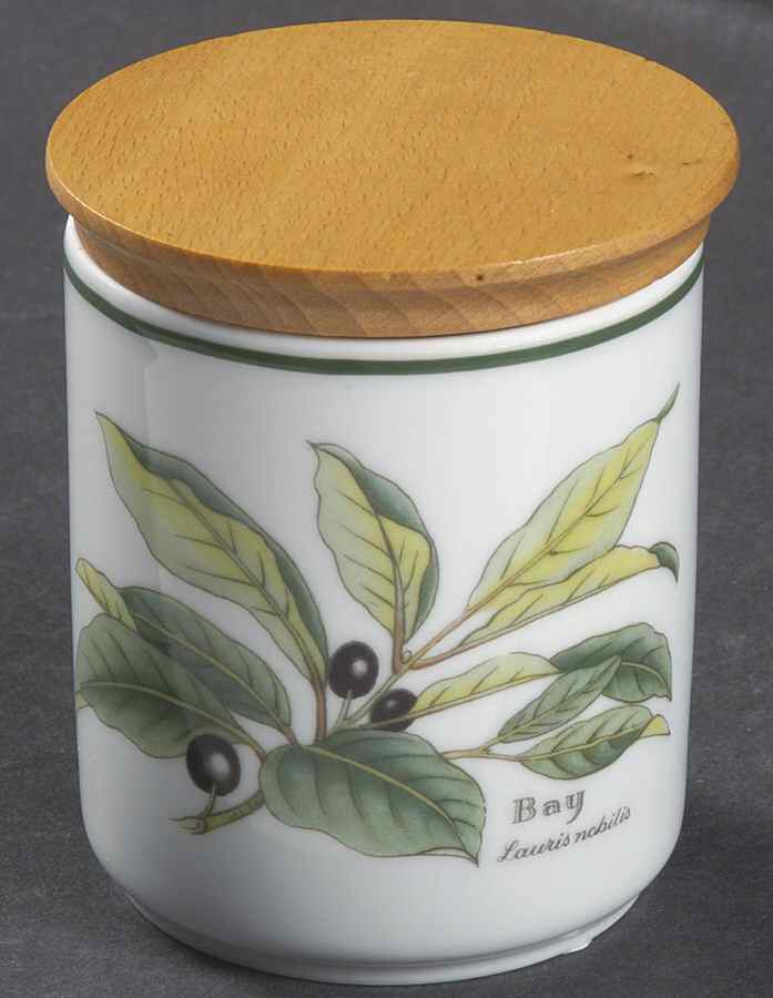 Worcester Herbs (Green Trim) Herb Jar & Lid by Royal Worcester-1