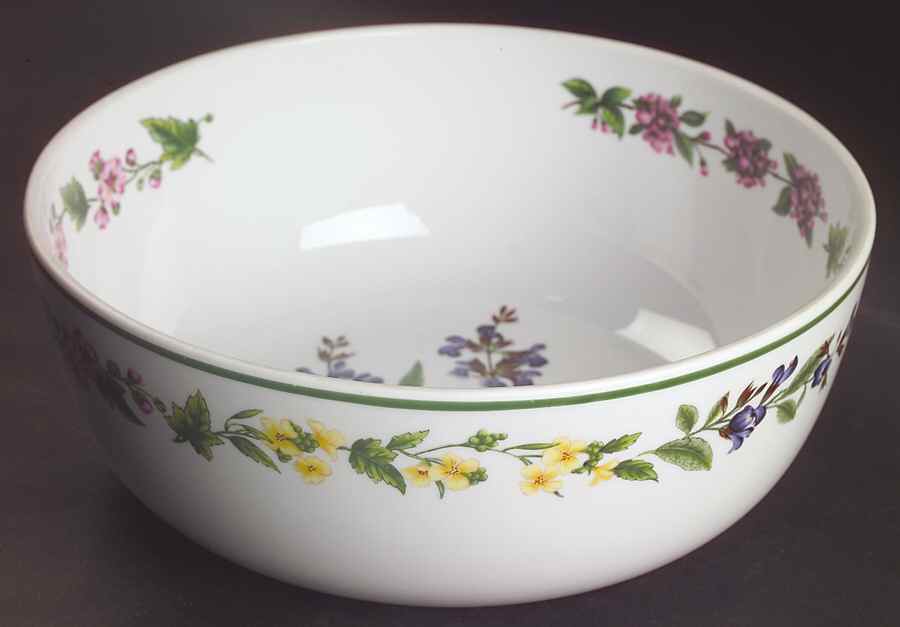 Worcester Herbs (Green Trim) 10" Large Salad Serving Bowl by Royal Worcester-1