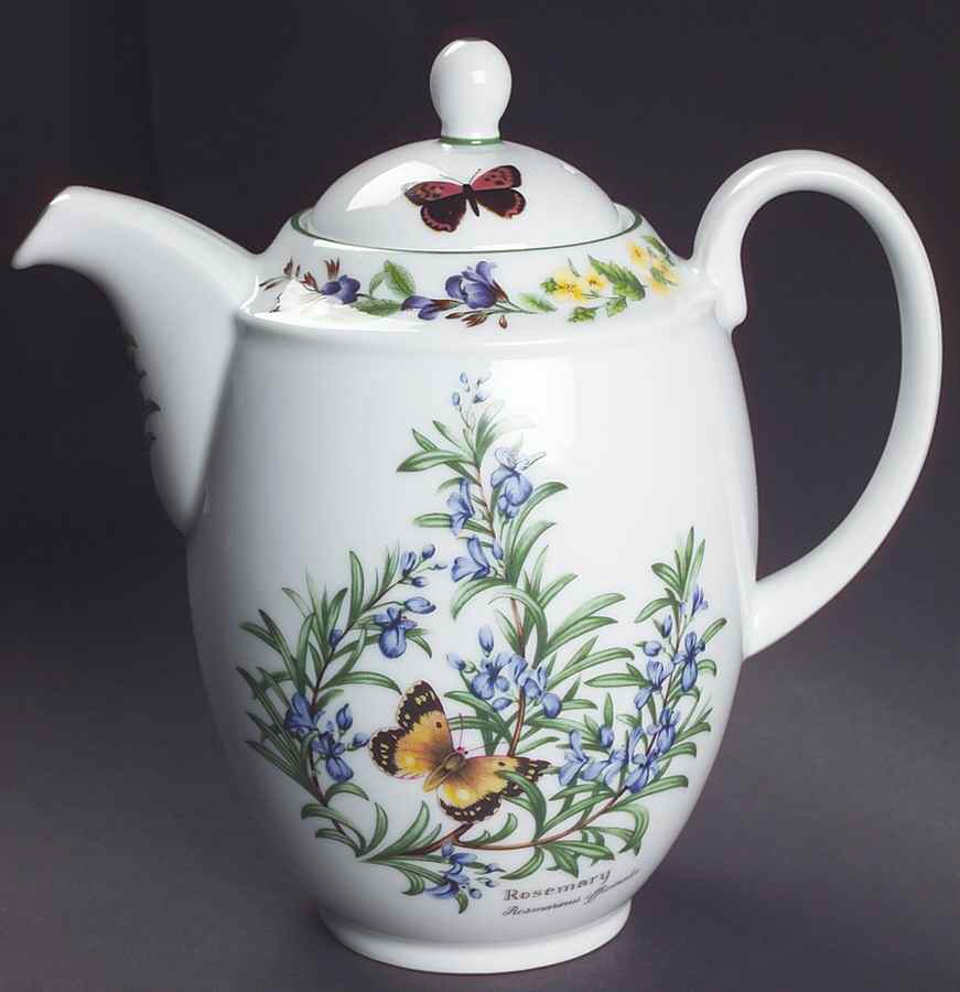 Worcester Herbs (Green Trim) Coffee Pot & Lid by Royal Worcester-1