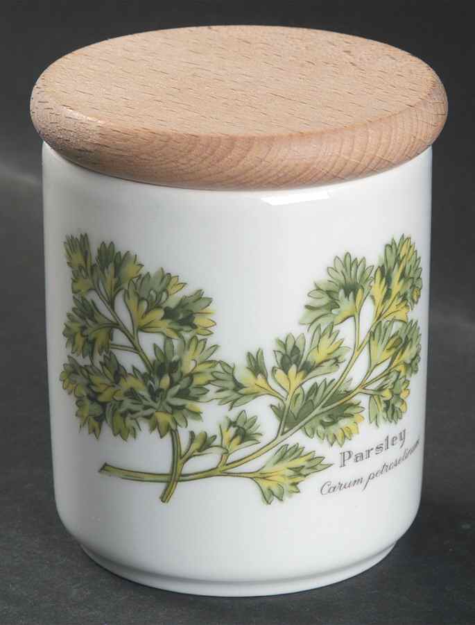 Worcester Herbs (Green Trim) Herb Jar & Lid by Royal Worcester-1