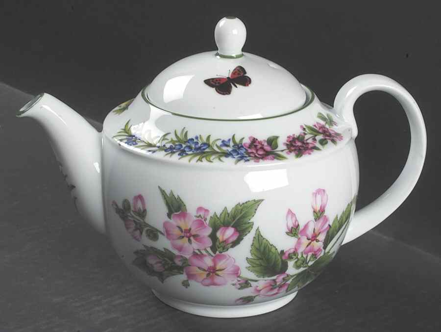 Worcester Herbs (Green Trim) Teapot & Lid by Royal Worcester-1