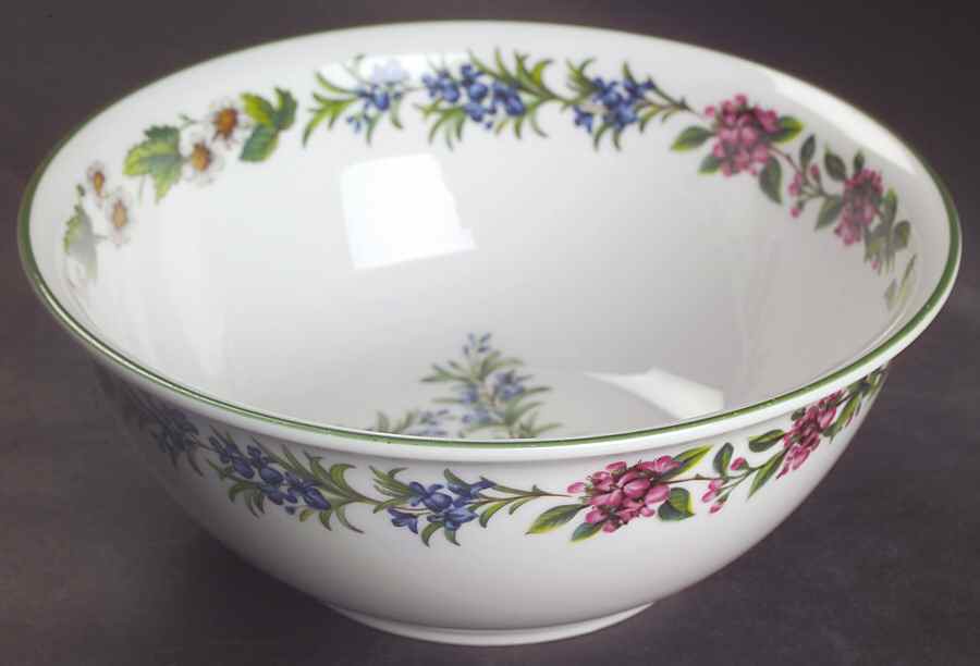 Worcester Herbs (Green Trim) 8" Round Vegetable Bowl by Royal Worcester-1