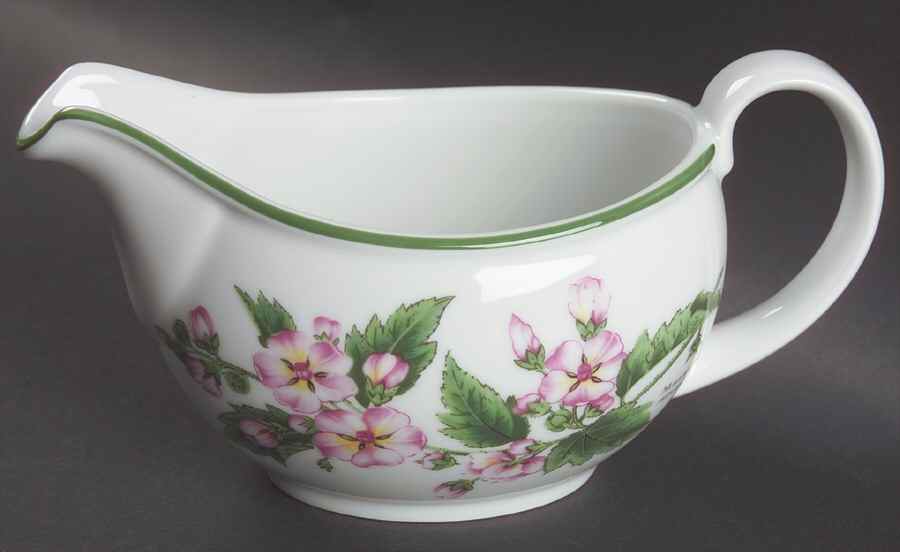 Worcester Herbs (Green Trim) Gravy Boat by Royal Worcester-1