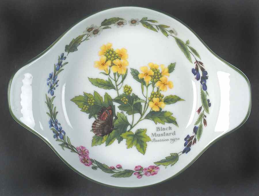 Worcester Herbs (Green Trim) Eared Round Dish by Royal Worcester-1