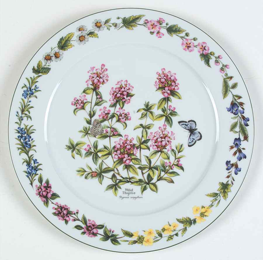 Worcester Herbs (Green Trim) Service Plate (Charger) by Royal Worcester-1