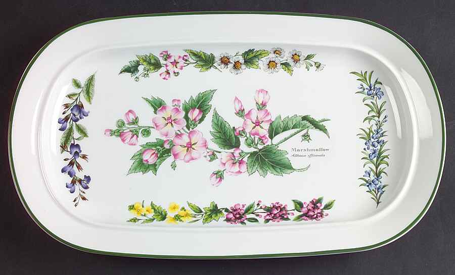 Worcester Herbs (Green Trim) Large Sandwich Tray by Royal Worcester-1