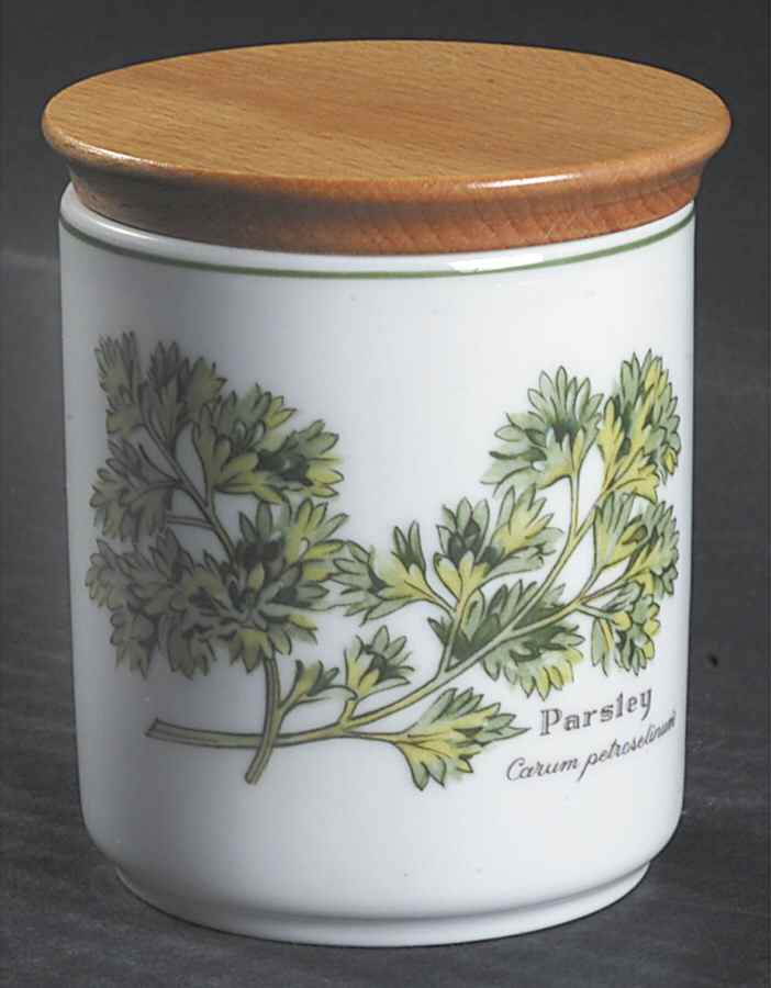 Worcester Herbs (Green Trim) Herb Jar & Lid by Royal Worcester-1