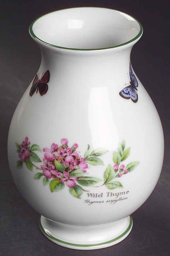 Worcester Herbs (Green Trim) 6" Vase by Royal Worcester-1