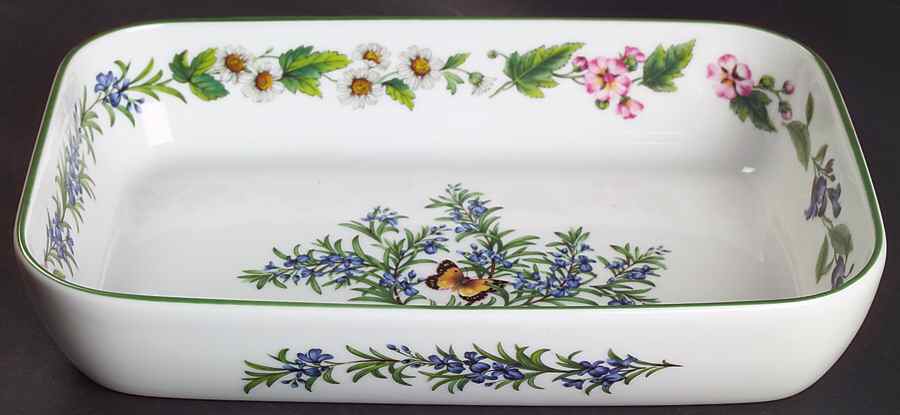 Worcester Herbs (Green Trim) Rectangular Buffet Dish by Royal Worcester-1