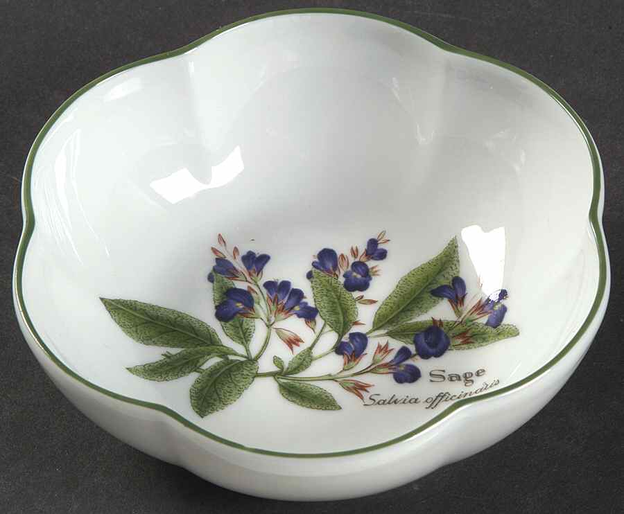 Worcester Herbs (Green Trim) Round Dish/Scalloped-Small by Royal Worcester-1