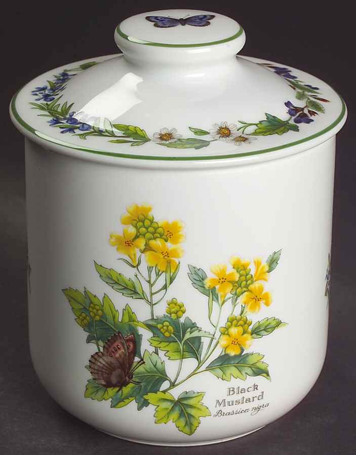 Worcester Herbs (Green Trim) Small Canister & Lid by Royal Worcester-1