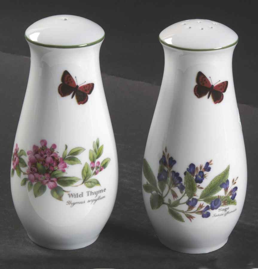 Worcester Herbs (Green Trim) Oversized Salt & Pepper Set by Royal Worcester-1