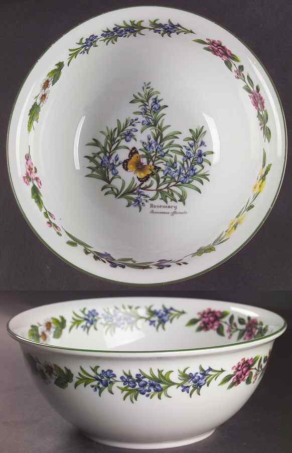 Worcester Herbs (Green Trim) 8" Round Vegetable Bowl by Royal Worcester-1