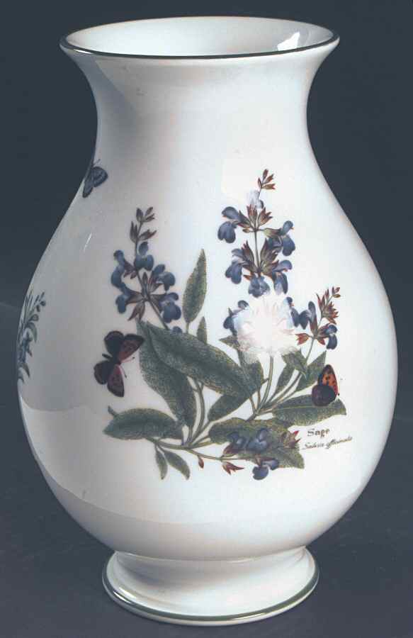 Worcester Herbs (Green Trim) 8" Vase by Royal Worcester-1