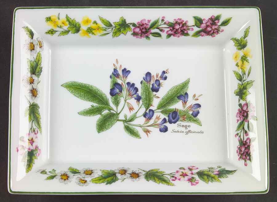 Worcester Herbs (Green Trim) Rectangular Tray by Royal Worcester-1