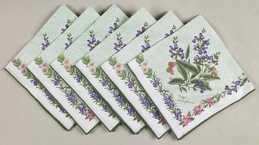 Worcester Herbs (Green Trim) Cloth Napkin - Set of 6 by Royal Worcester-1