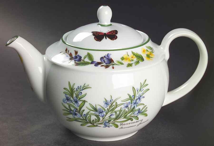 Worcester Herbs (Green Trim) Mini Teapot & Lid by Royal Worcester-1
