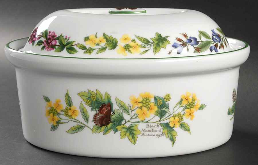 Worcester Herbs (Green Trim) 2 Quart Oval Covered Casserole by Royal Worcester-1