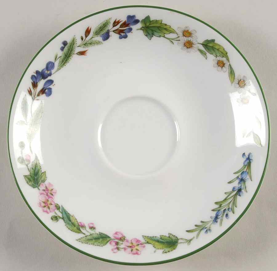 Worcester Herbs (Green Trim) Saucer for Flat Cup by Royal Worcester-1