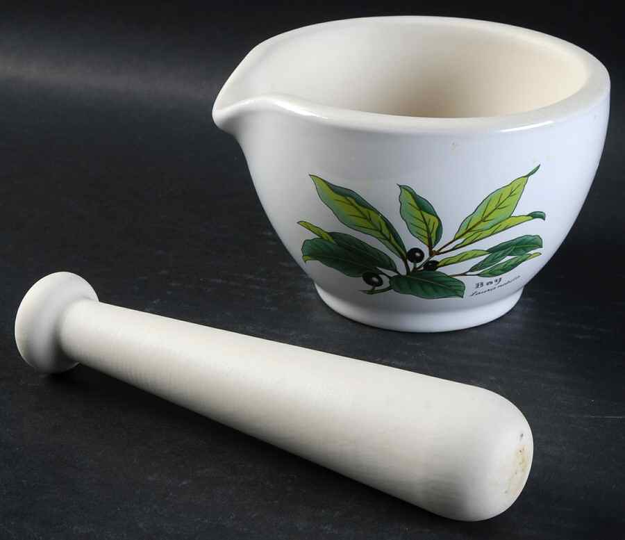 Worcester Herbs (Green Trim) Pestle and Mortar by Royal Worcester-1