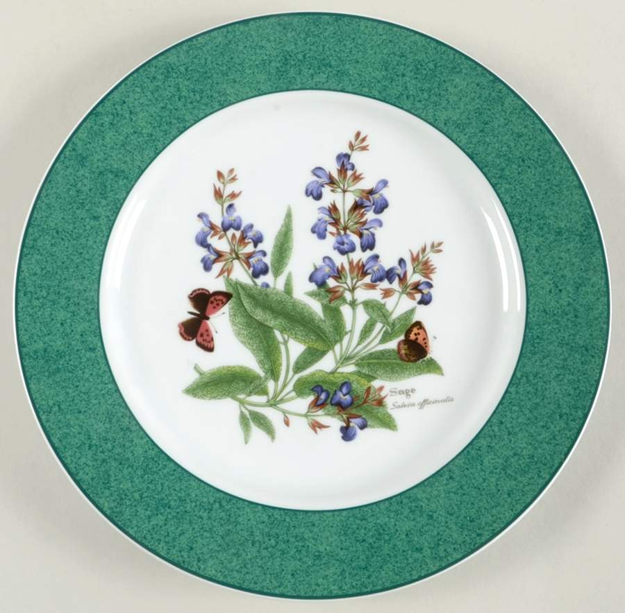 Worcester Herbs (Green Trim) Accent Dinner Plate by Royal Worcester-1