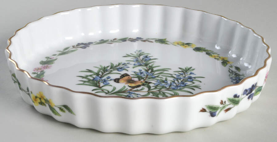 Worcester Herbs (Gold Trim) 9" Quiche by Royal Worcester-1