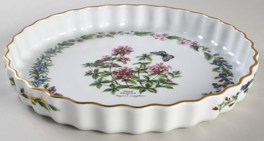 Worcester Herbs (Gold Trim) 10" Quiche by Royal Worcester-1
