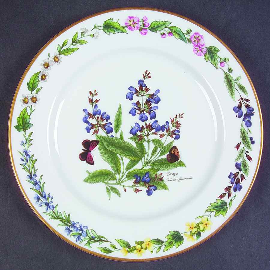 Worcester Herbs (Gold Trim) Salad Plate by Royal Worcester-1