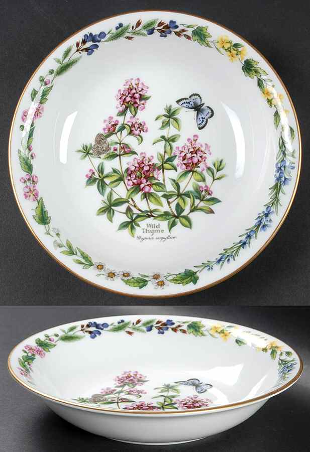 Worcester Herbs (Gold Trim) Coupe Soup Bowl by Royal Worcester-1