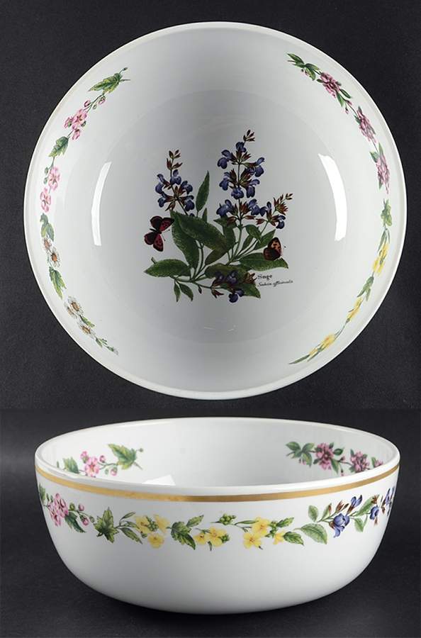 Worcester Herbs (Gold Trim) 10" Large Salad Serving Bowl by Royal Worcester-1