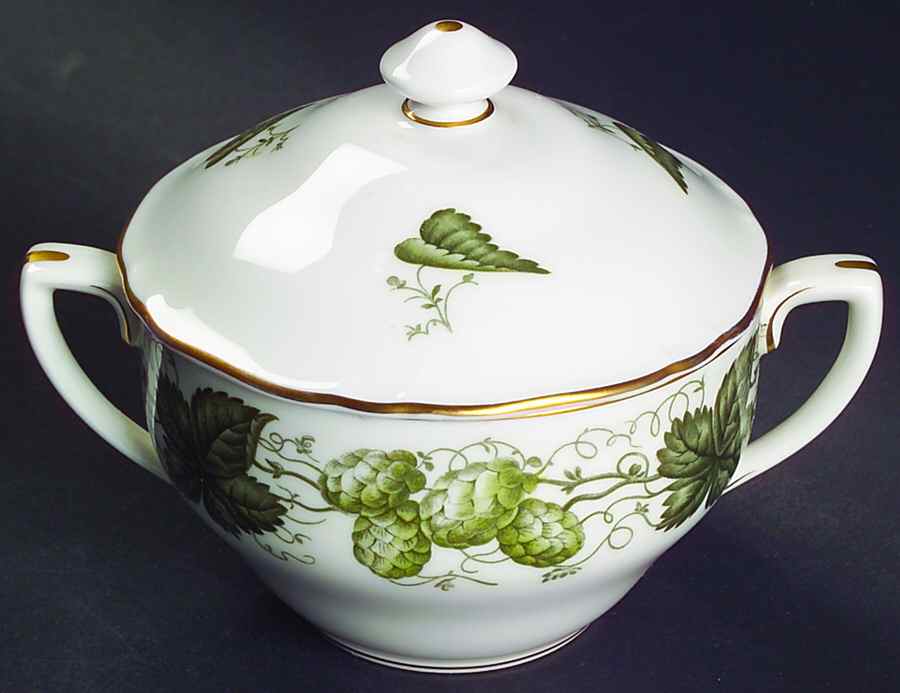 The Worcester Hop Sugar Bowl & Lid by Royal Worcester-1