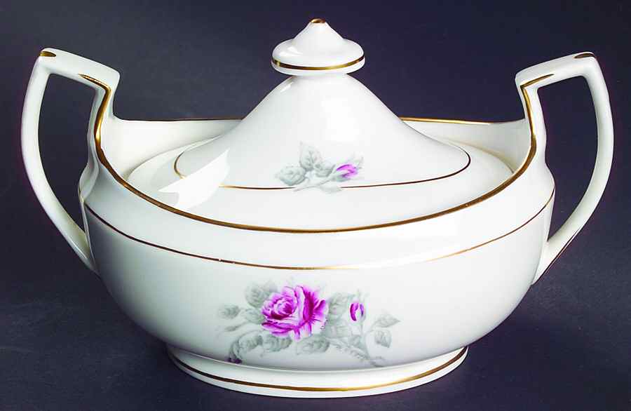 Worcester Rose (Dark Pink Rose) Sugar Bowl & Lid by Royal Worcester-1