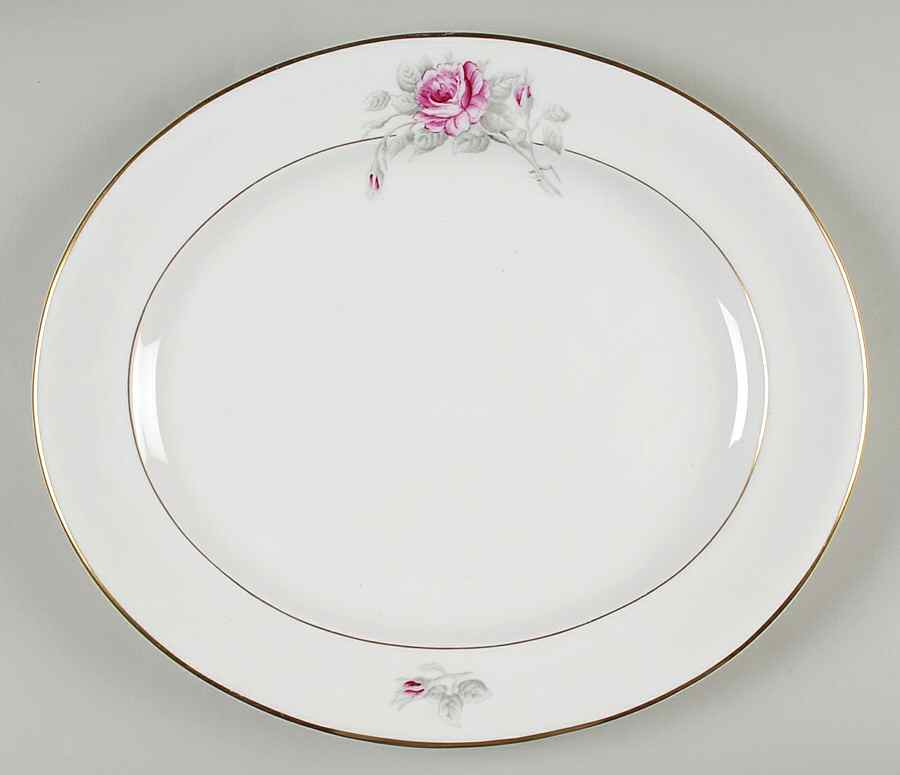 Worcester Rose (Dark Pink Rose) 13" Oval Serving Platter by Royal Worcester-1