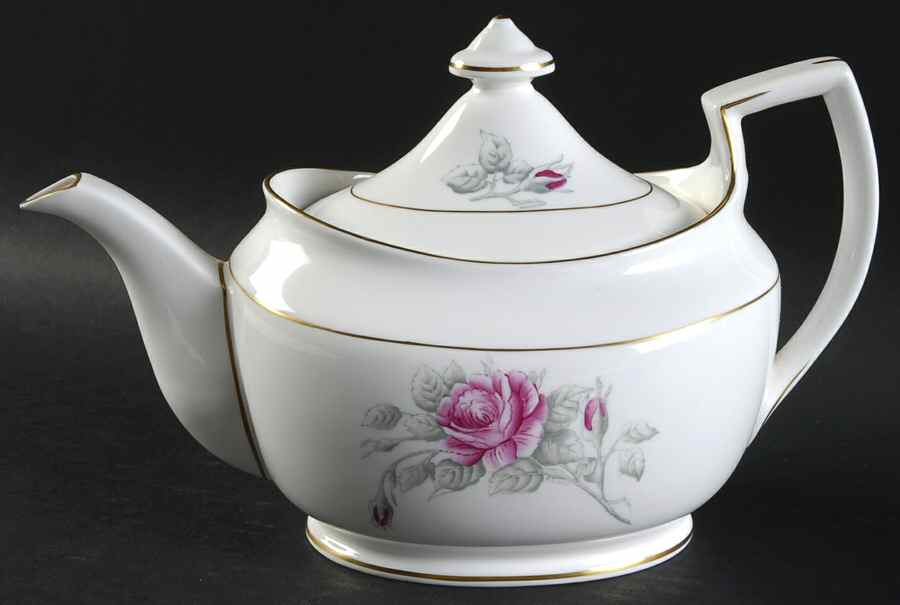 Worcester Rose (Dark Pink Rose) Teapot & Lid by Royal Worcester-1