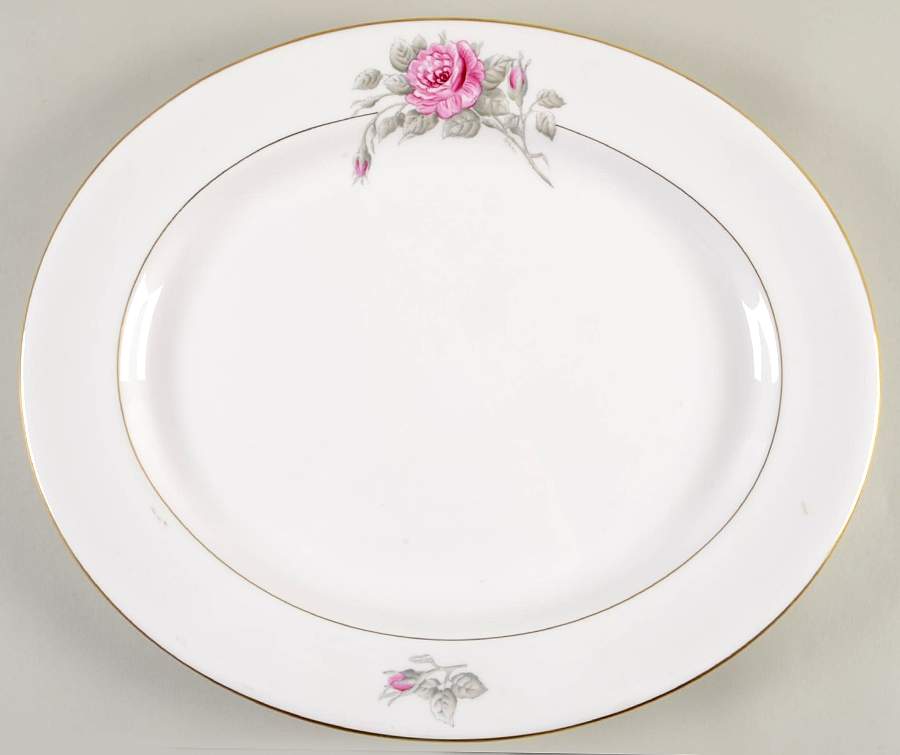 Worcester Rose (Dark Pink Rose) 15" Oval Serving Platter by Royal Worcester-1