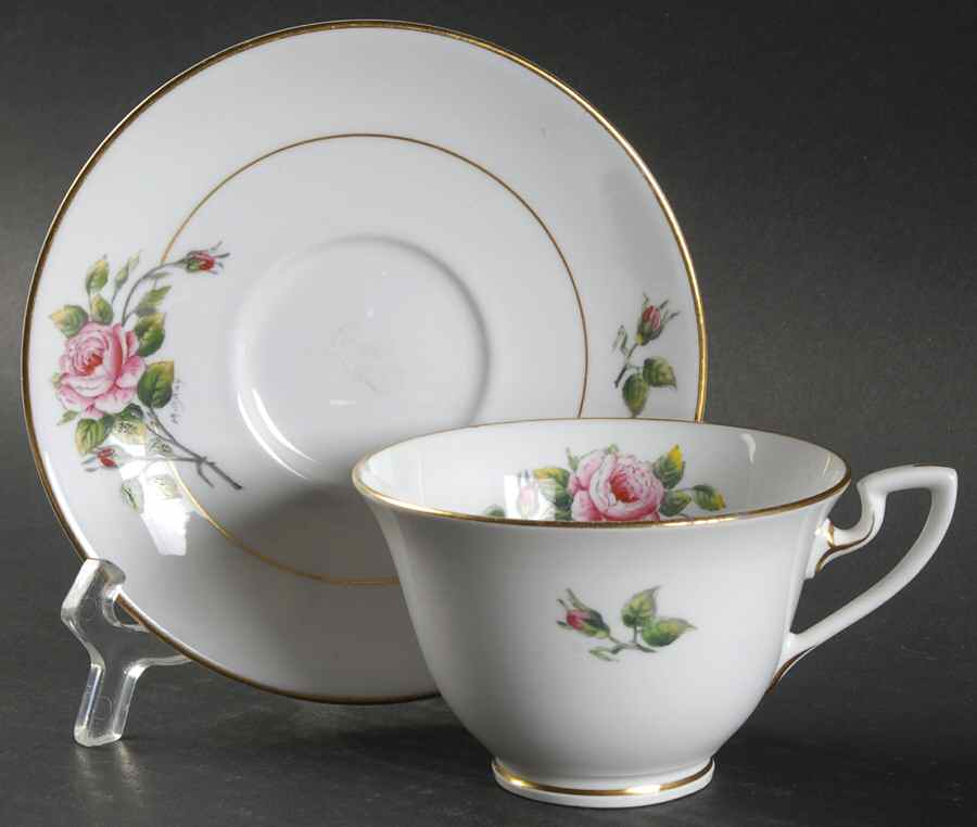 Worcester Rose (Z2237-1, Pink Rose) Footed Cup & Saucer Set by Royal Worcester-1