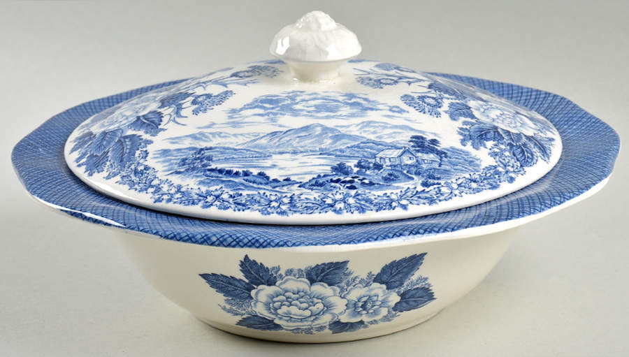 Lochs of Scotland Blue Round Covered Vegetable by Royal Warwick-1