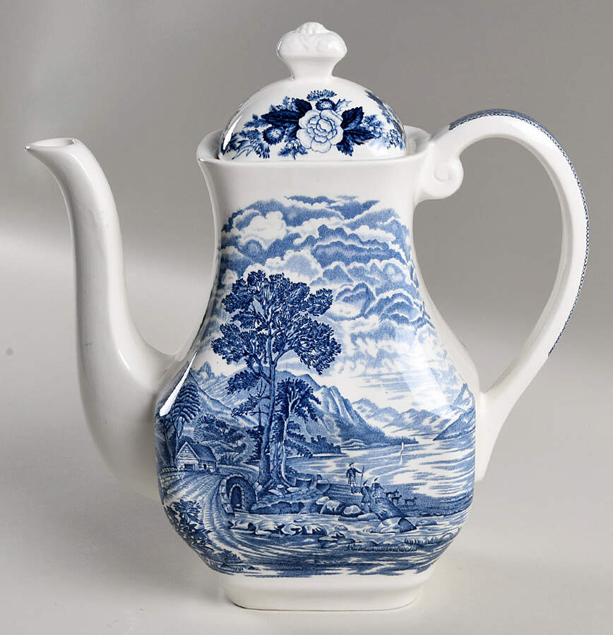 Lochs of Scotland Blue Coffee Pot & Lid by Royal Warwick-1