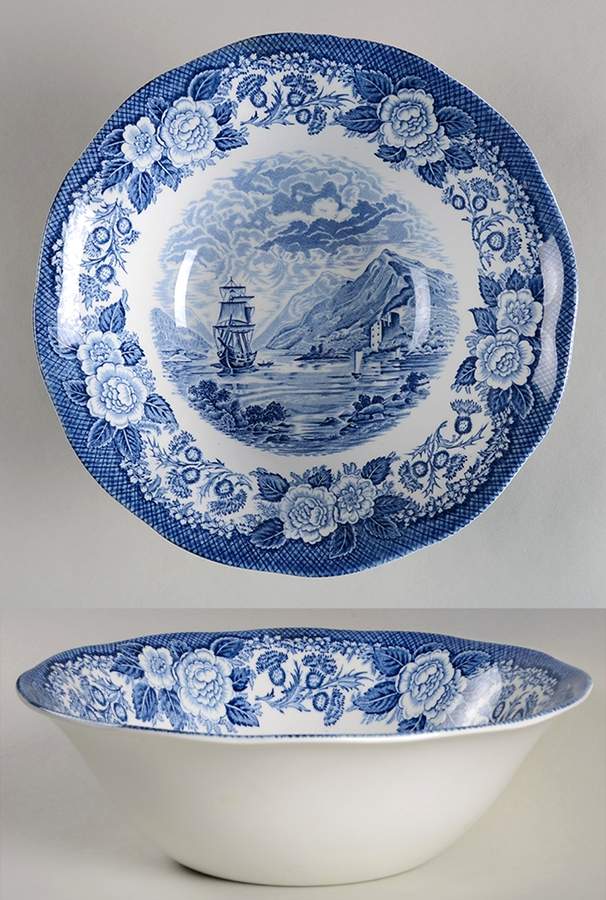 Lochs of Scotland Blue 8" Round Vegetable Bowl by Royal Warwick-1