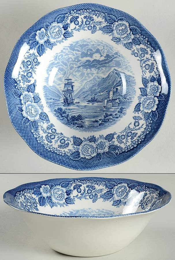 Lochs of Scotland Blue 8" Round Vegetable Bowl by Royal Warwick-1