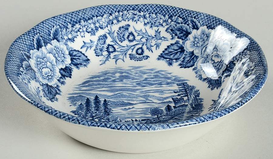 Lochs of Scotland Blue Fruit/Dessert (Sauce) Bowl by Royal Warwick-1