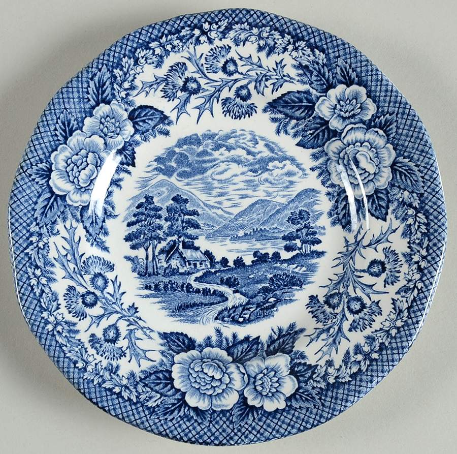Lochs of Scotland Blue Bread & Butter Plate by Royal Warwick-1