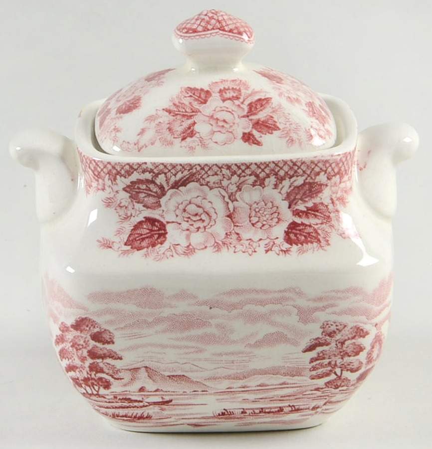 Lochs of Scotland Red Mini Sugar Bowl & Lid by Royal Warwick-1