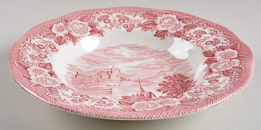 Lochs of Scotland Red Rim Soup Bowl by Royal Warwick-1