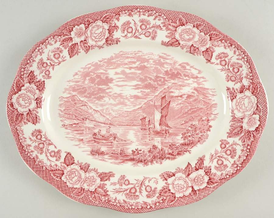 Lochs of Scotland Red 14" Oval Serving Platter by Royal Warwick-1